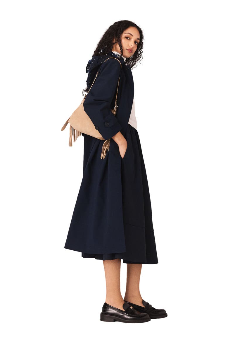 Removable rhinestone-hood trench, Alternate, color, Navy