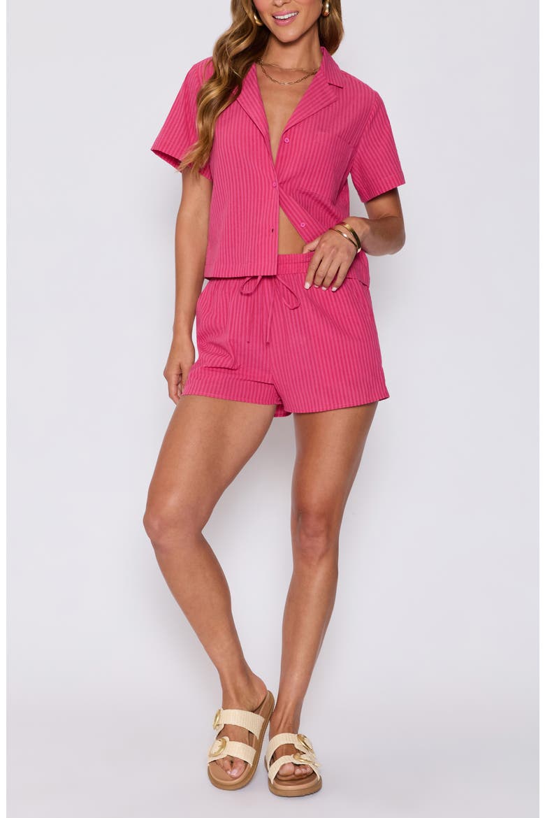 Mara Stripe Cotton Blend Camp Shirt (Nordstrom Exclusive), Alternate, color, STRIPED PINK
