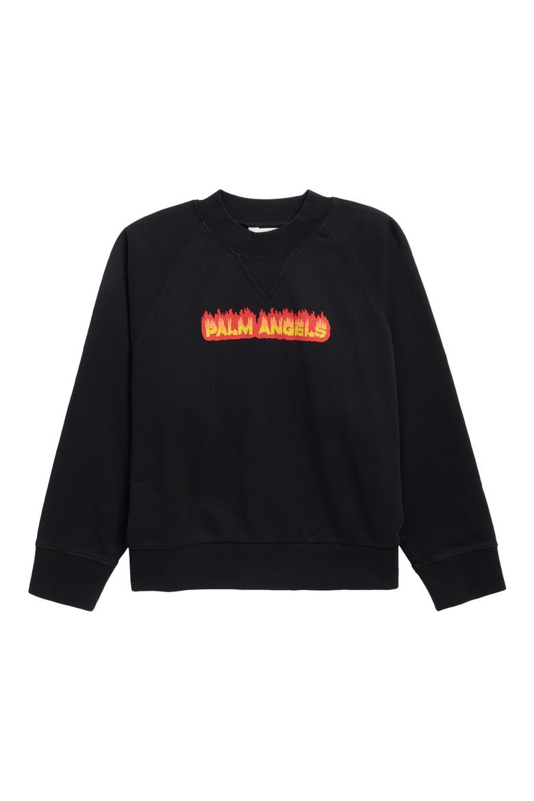 Kids' Flames Triangle Graphic Sweatshirt, Main, color, BLACK/ RED