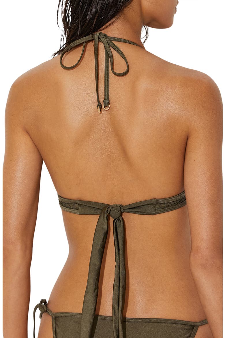 Hennel Triangle Bikini Top, Alternate, color, KHAKI GREEN