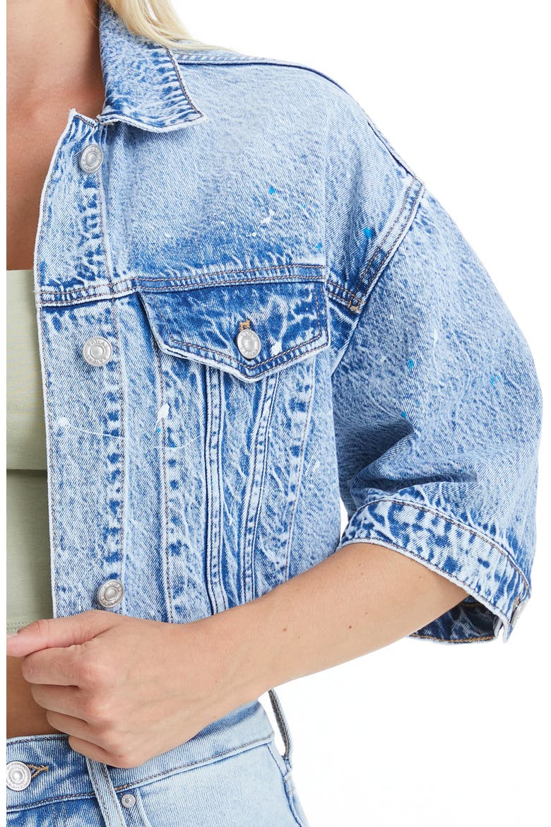 Candy Painted Cropped Denim Jacket, Alternate, color, ACID BLUE