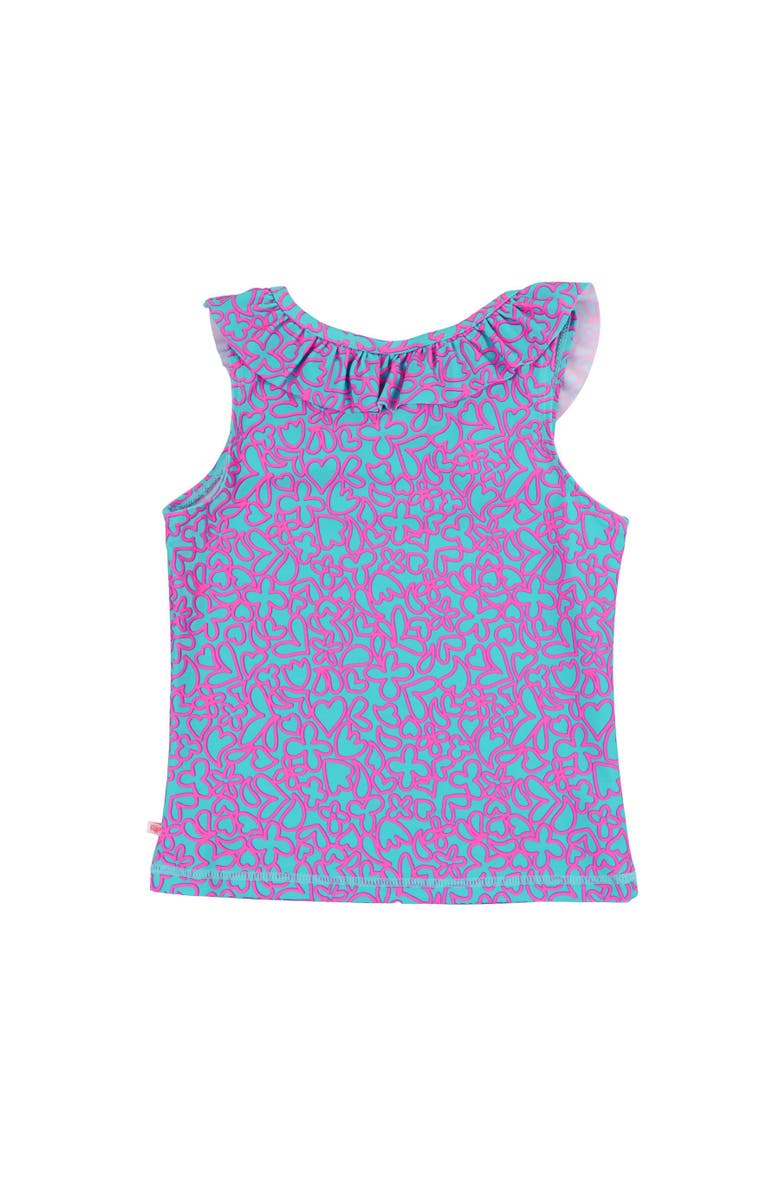 RuffleButts Girls Active Ruffle Tank Top, Alternate, color, Neon Glow