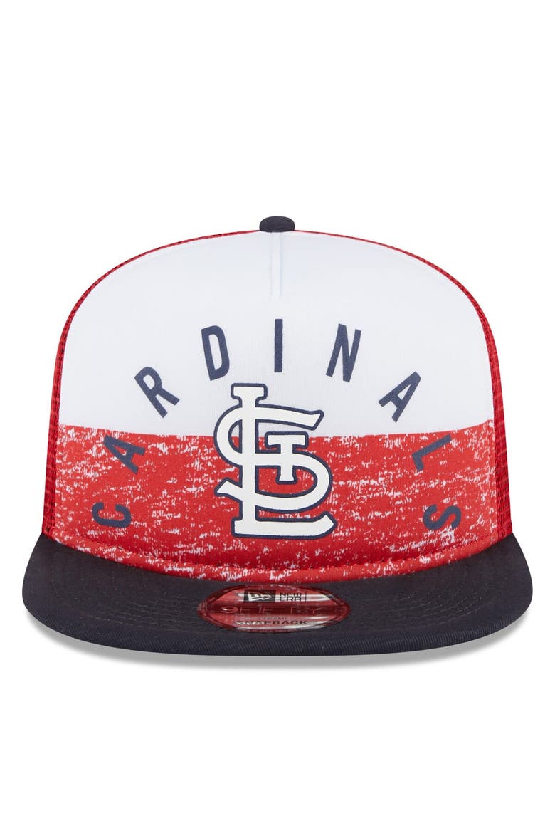 Men's New Era White/Red St. Louis Cardinals Team Foam Front A-Frame Trucker 9FIFTY Snapback Hat, Alternate, color, White