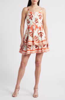 Adelyn Rae Isla Ikat Print Tiered Cotton Minidress