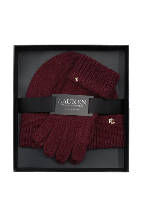 Racking Stitch Knit Beanie And Glove Giftset