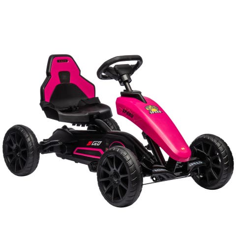 Kids Pedal Go Kart with Adjustable Seat Swing Axle Handbrake Shock Absorbing Wheels