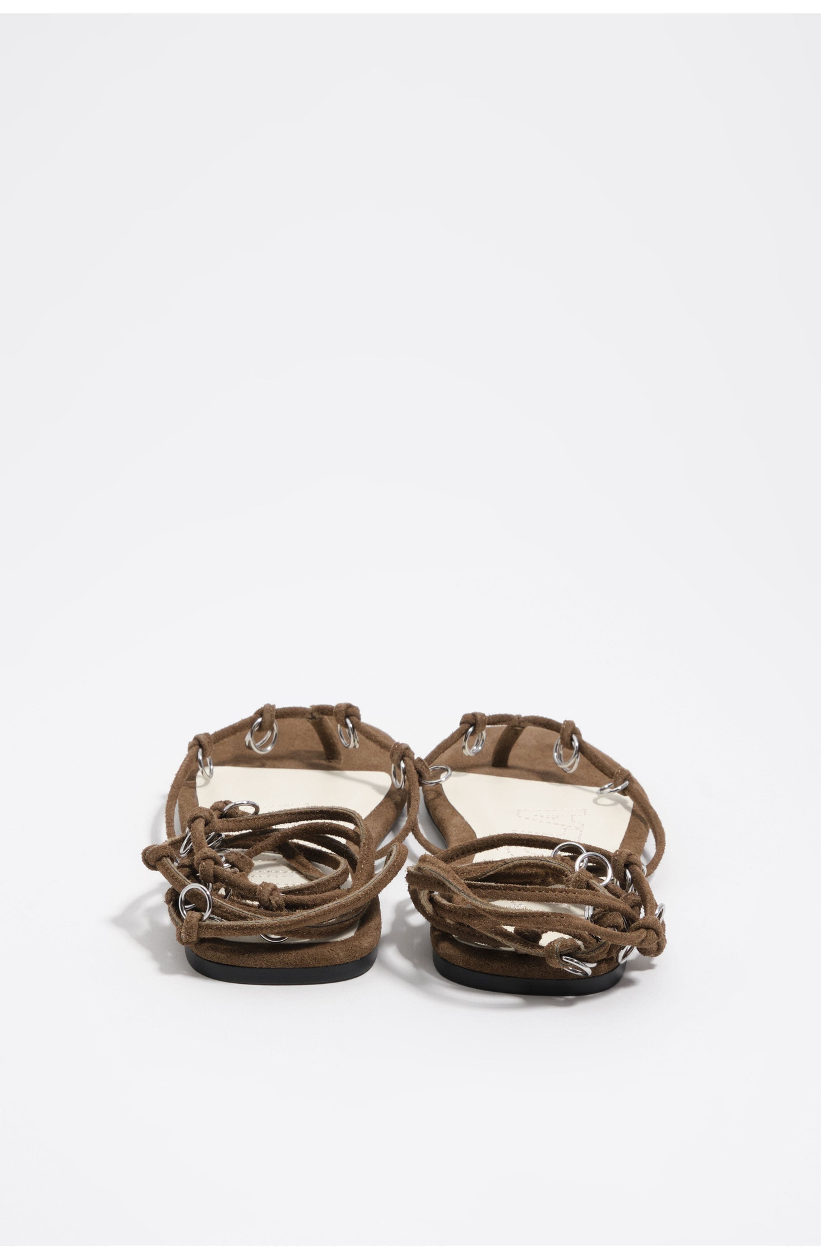Bimba y Lola Suede Sandal With Piercings, Alternate, color, Dark Green