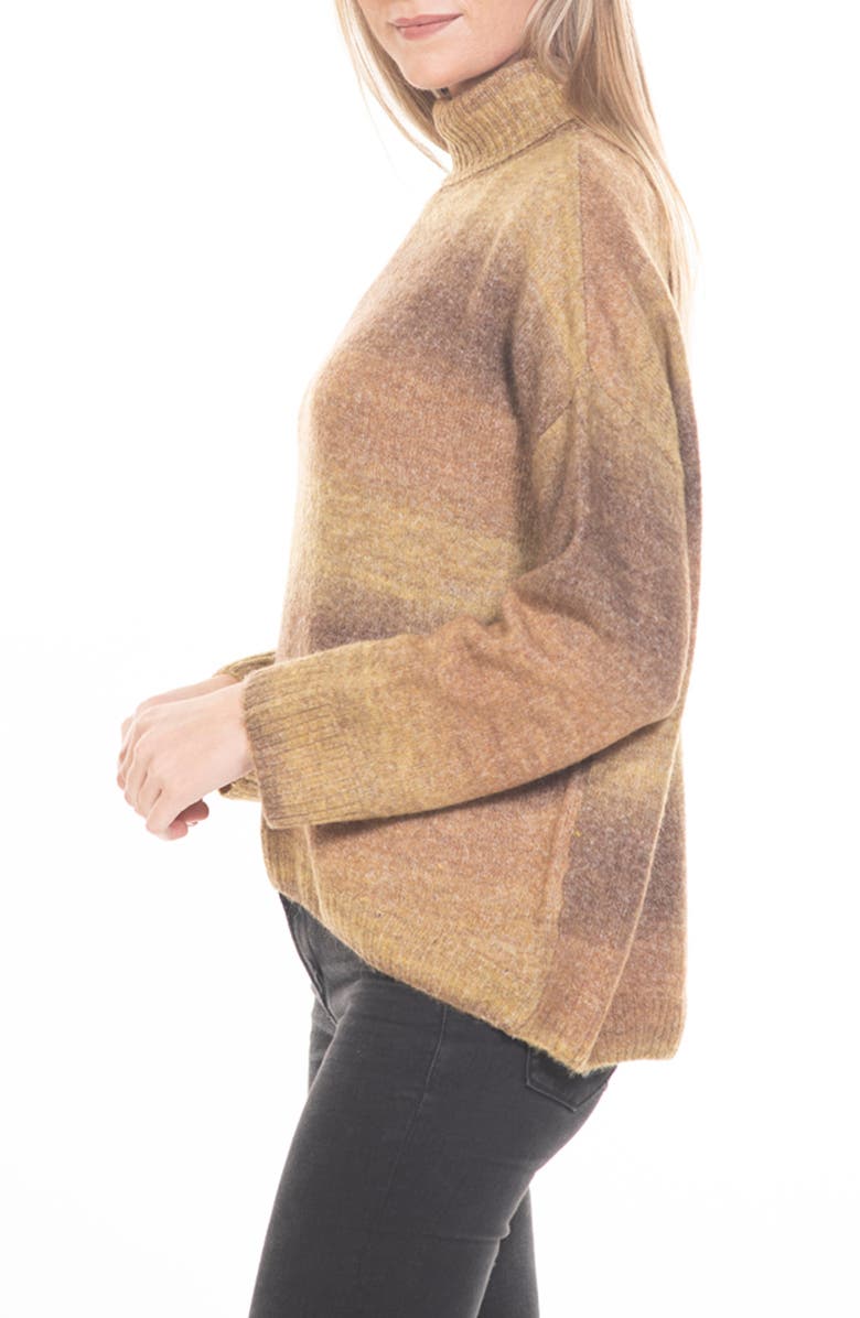 RAIN AND ROSE Ombre Stripe Turtleneck Pullover Sweater, Alternate, color,