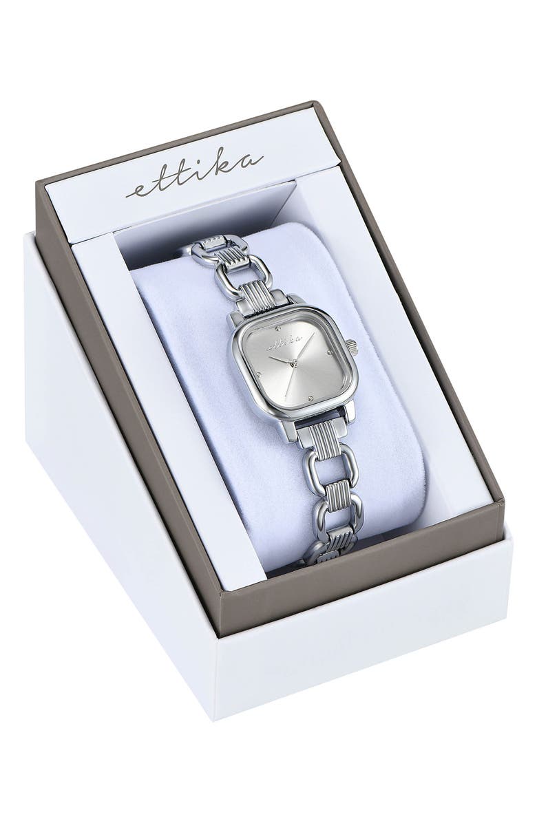 Ettika Classic Square Bracelet Watch, Alternate, color, Silver