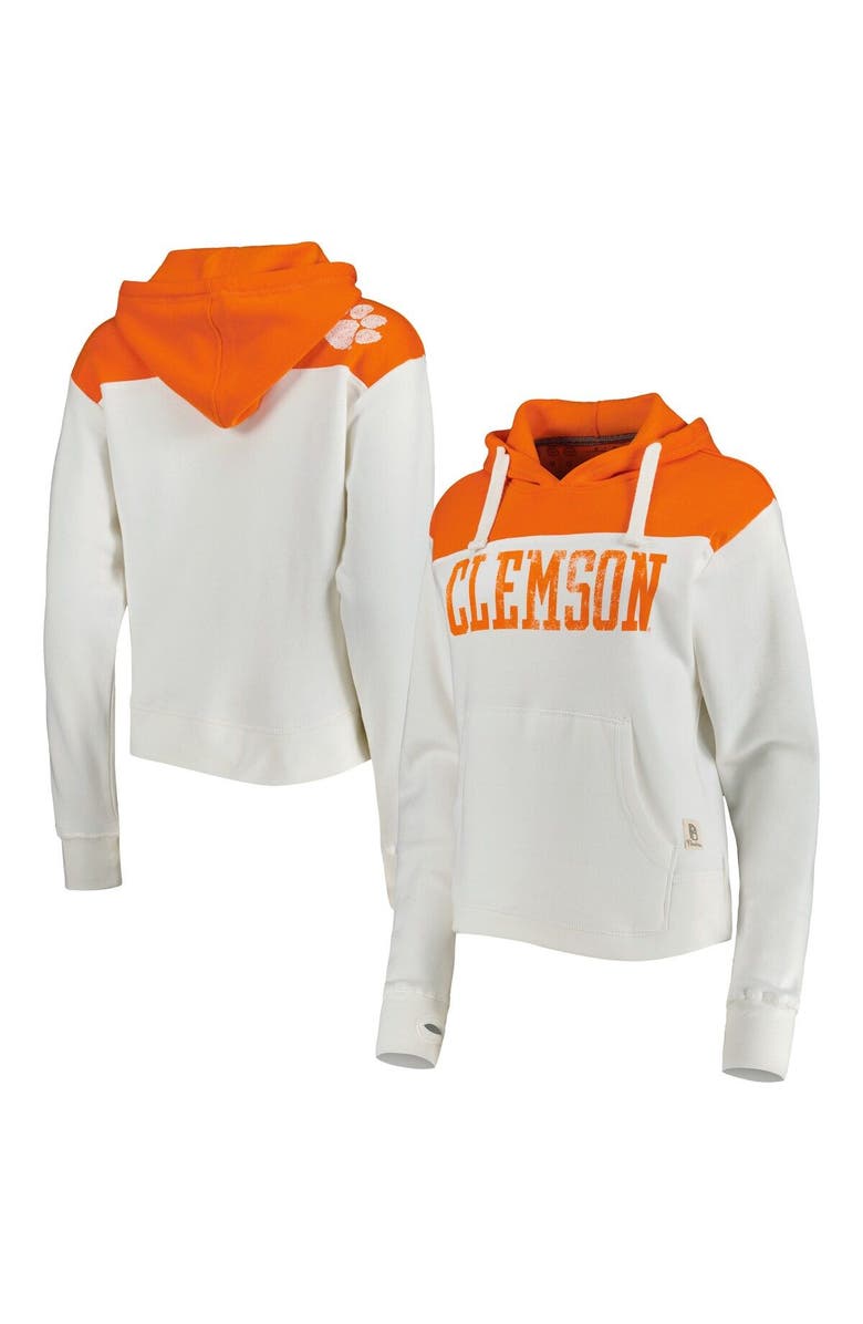 PRESSBOX Women's Pressbox White/Orange Clemson Tigers Chicago 2-Hit Yoke Pullover Hoodie, Main, color, 
