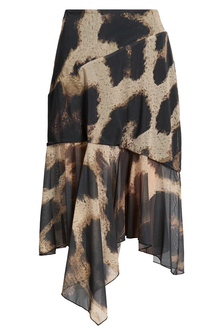 Mirada Leopard Print Mesh Midi Skirt, Alternate, color, LEOPARD