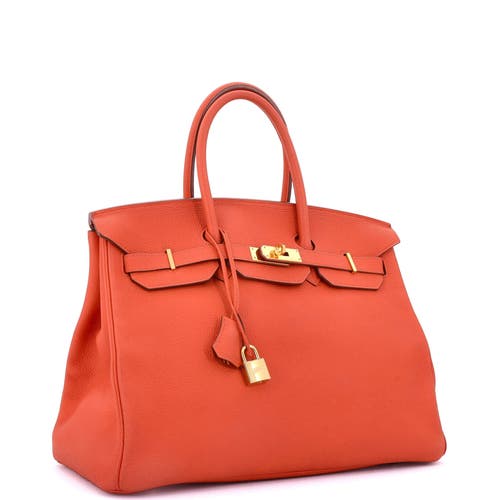Pre-owned Hermes Hermes Birkin Handbag Orange Togo With Gold Hardware 35 In Orange
