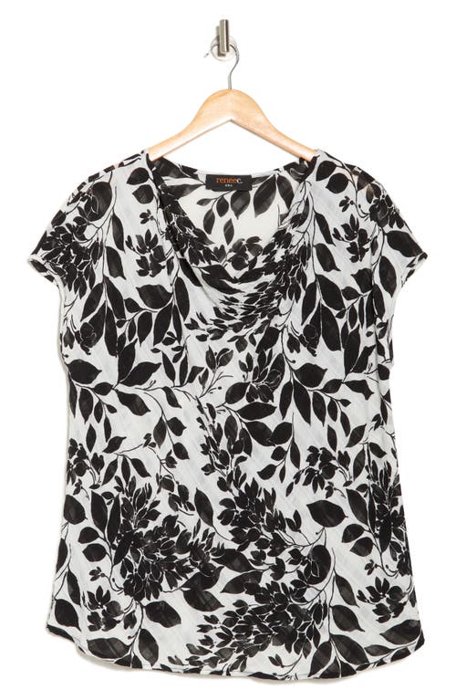 Renee C Floral Cowl Neck Top In Multi