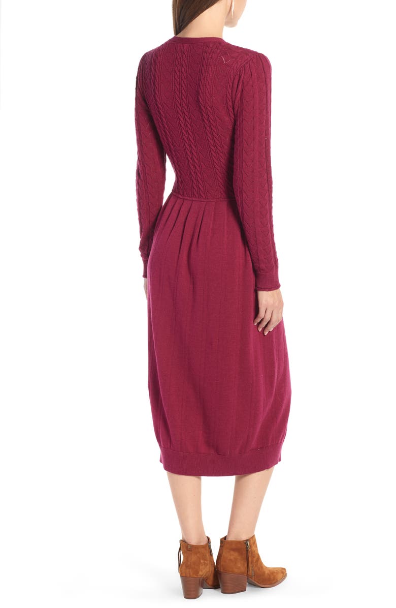 Treasure & Bond Tie Neck Cotton Blend Sweater Dress, Alternate, color, 
