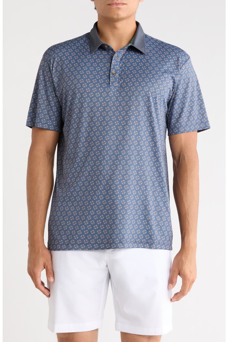 Harris Medallion Print Golf Polo, Main, color, GRAPHITE