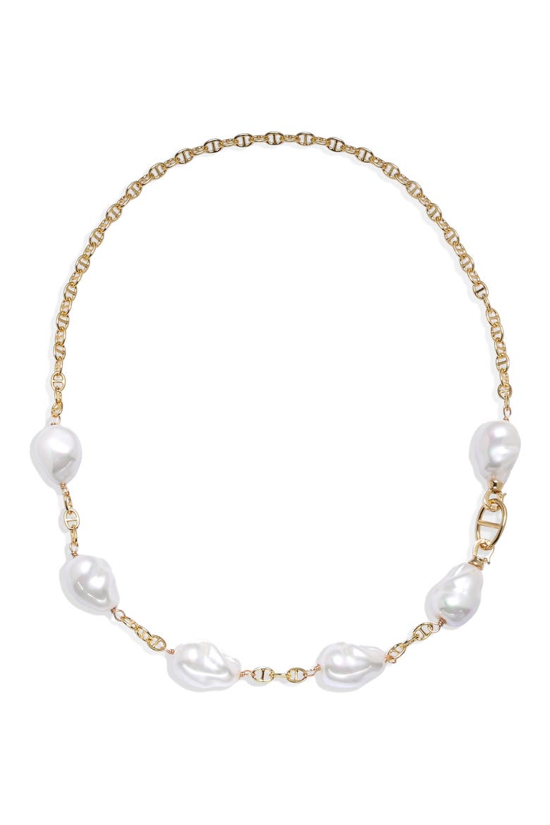 Morgan Freshwater Pearl Necklace, Alternate, color, GOLD