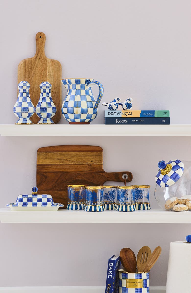 MACKENZIE CHILDS Royal Check Enameled Steel Butter Box, Alternate, color, Blue/ White