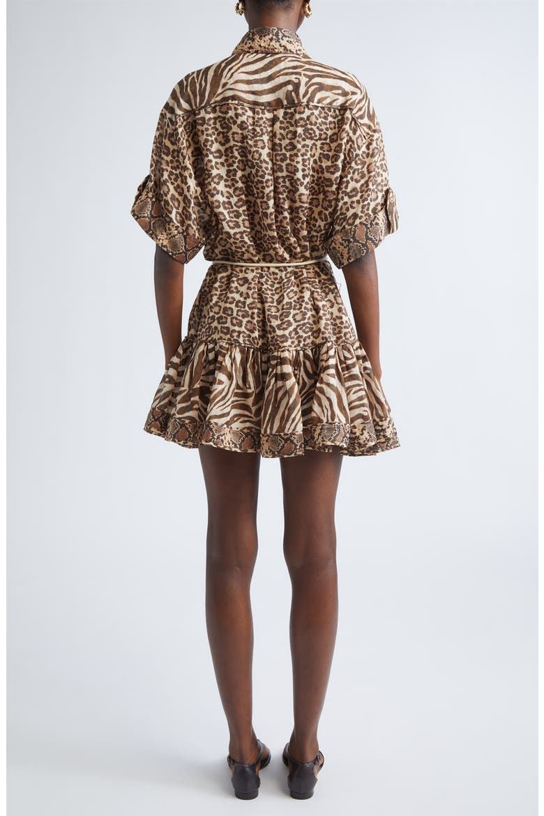 Wanderlust Animal Print Belted Cotton Shirtdress, Alternate, color, SPLICED PRINT