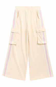 Kids' Beaded Stripe Cotton Blend Cargo Pants