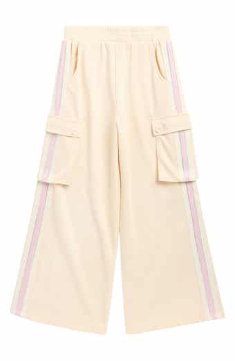 Kids' Beaded Stripe Cotton Blend Cargo Pants