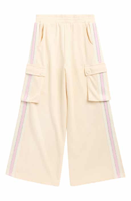Kids' Beaded Stripe Cotton Blend Cargo Pants