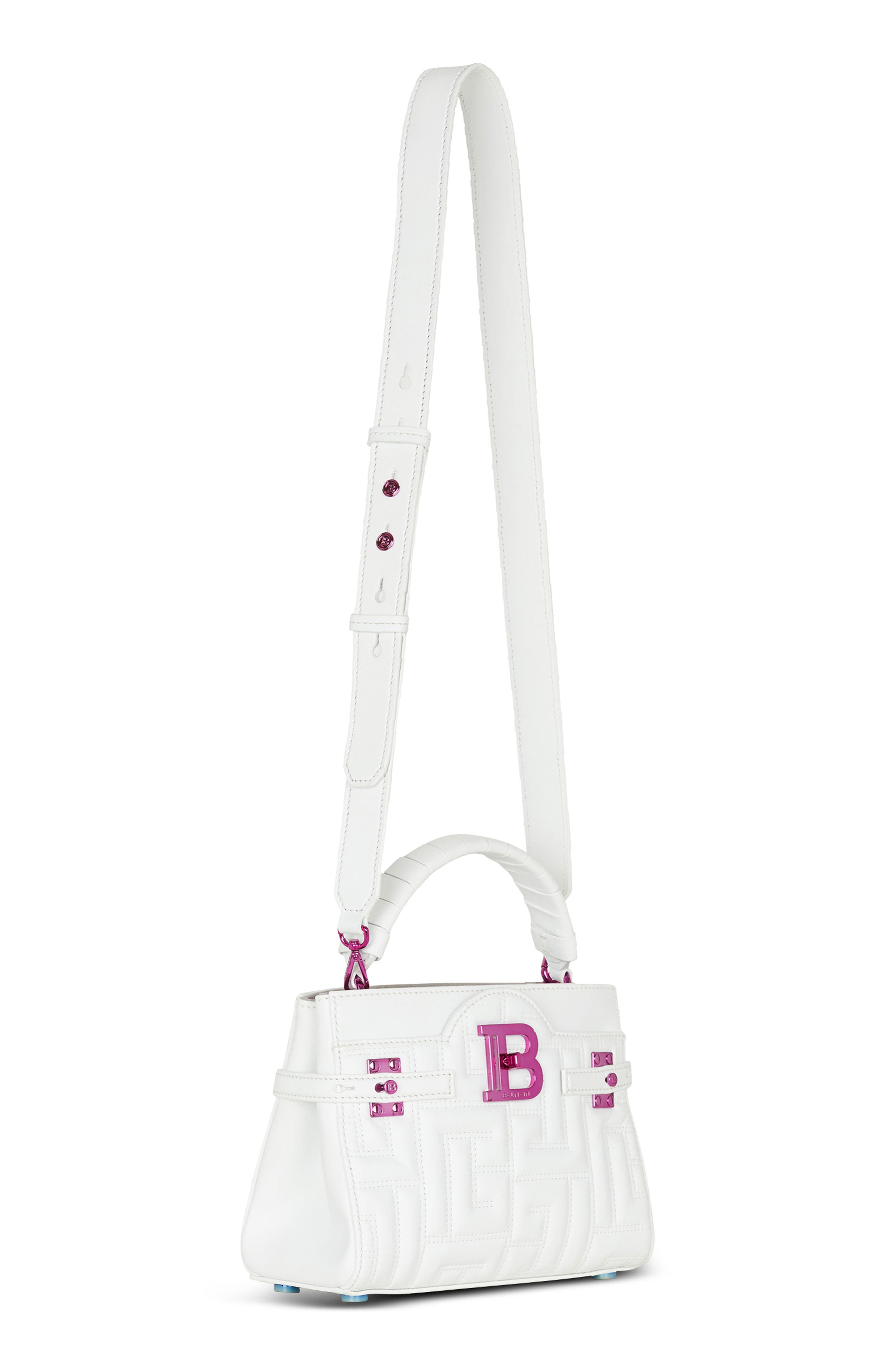 Balmain B-Buzz 22 Monogram Leather Top Handle Bag, Alternate, color, 