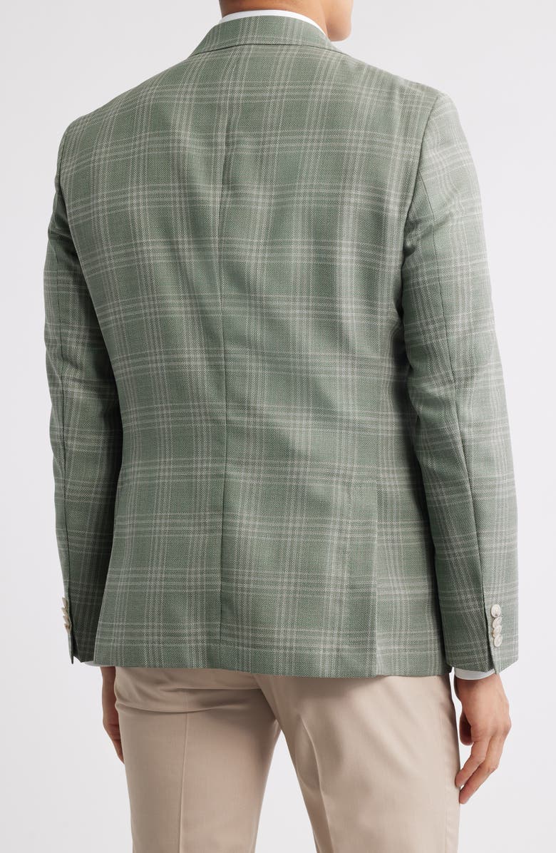 BOSS Hutson Plaid Virgin Wool Sport Coat, Alternate, color, Open Green
