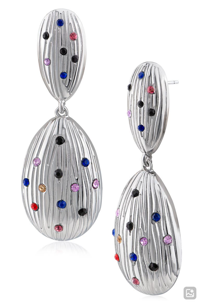 Fluted Crystal Drop Earrings (Nordstrom Exclusive), Main, color, MULTI/ SILVER