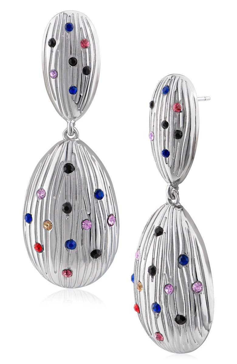 JARDIN Fluted Crystal Drop Earrings, Main, color, Multi/ Silver