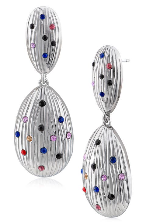 Fluted Crystal Drop Earrings