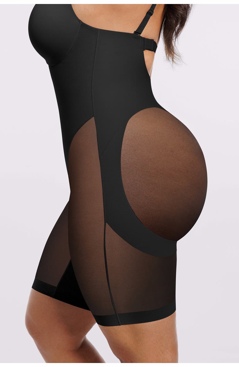 Shapellx Women Body Shaper Low Back Mid-Thigh Bodysuit, Alternate, color, Black