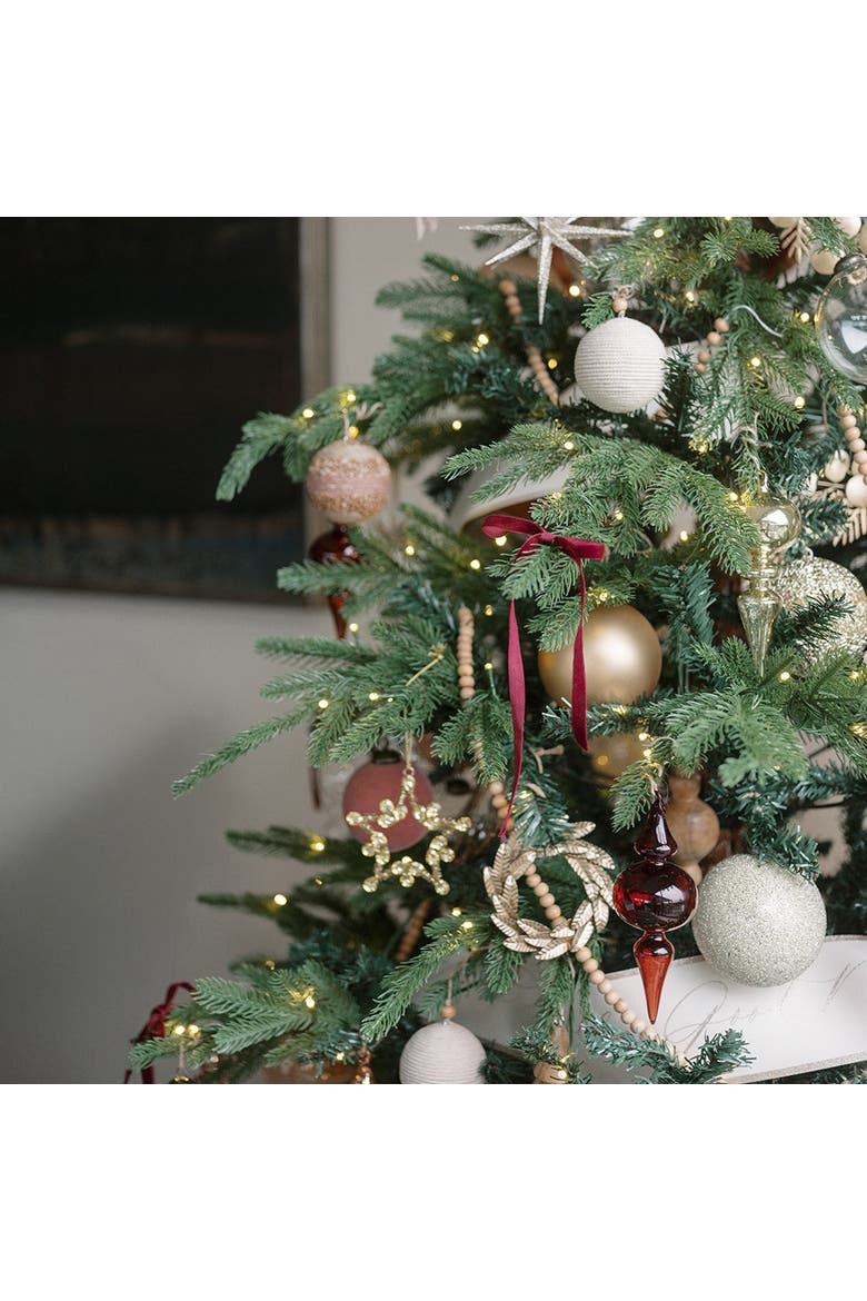 Beaded Snowflake and Star Christmas Ornaments, Alternate, color, Brass