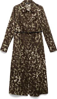 MANGO Print Belted Long Sleeve Maxi Shirtdress