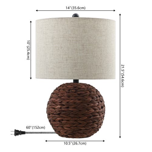 Jonathan Y Camilo 21.5" Modern Coastal Woven Rattan Globe Led Table Lamp In Brown