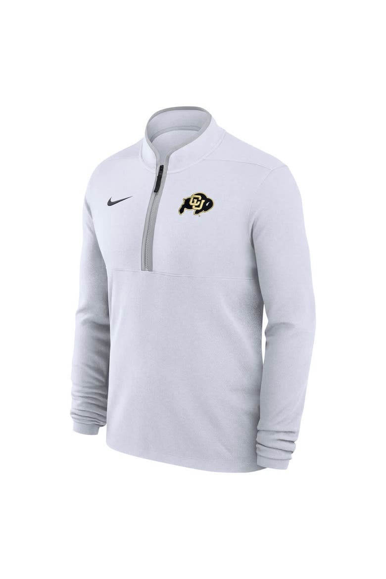 Men's Nike White Colorado Buffaloes Coaches Courtside Basketball Victory Performance Quarter-Zip Top, Alternate, color, White