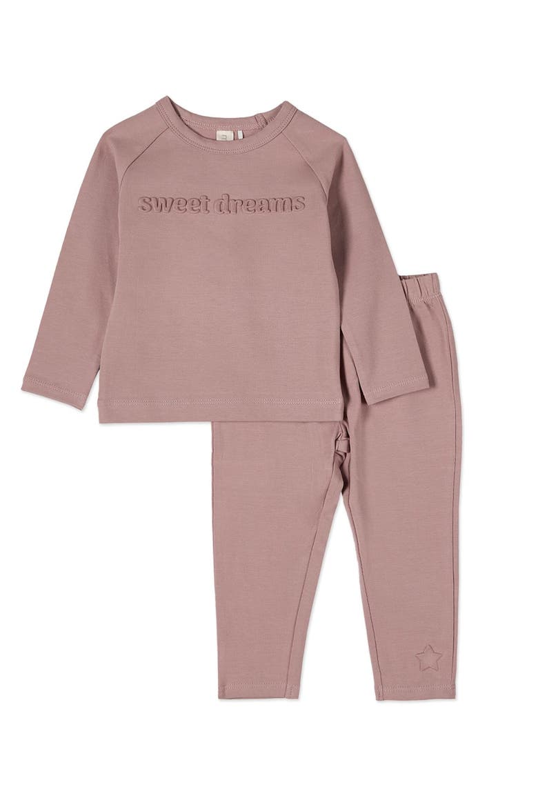 Kid's Cotton Fleece 3D Embossed Pajama Set, Main, color, Mauve