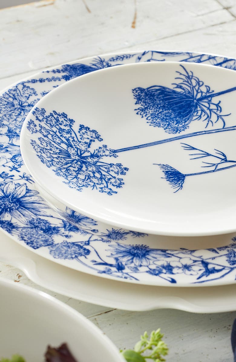 Caskata Summer Blues Rimmed Dinner Plate - Porcelain - Set 4, Alternate, color, Blue