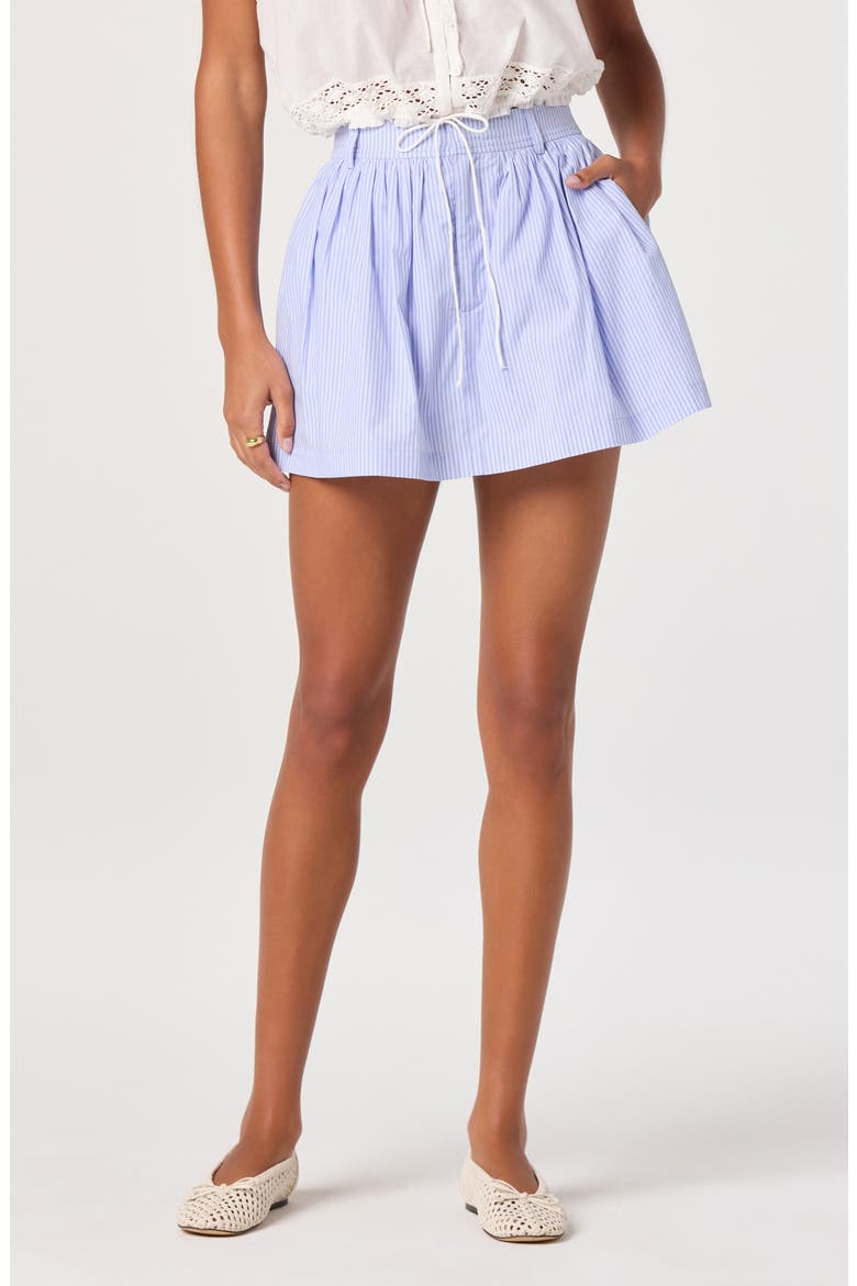Barbara Pinstripe Cotton Miniskirt with Shorts Liner, Main, color, BLUE STRIPE