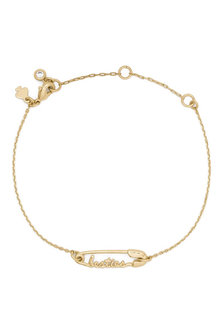 best friends safety pin charm bracelet, Alternate, color, GOLD