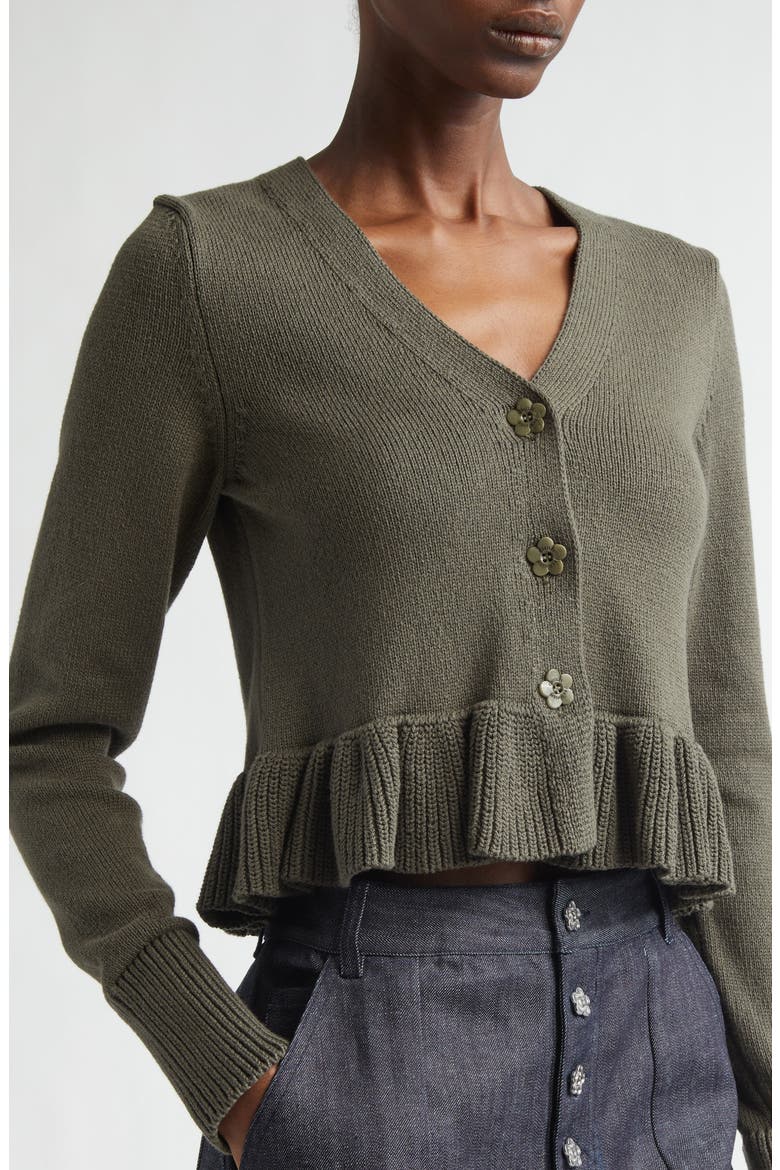 Prisca Cotton & Silk Cardigan, Alternate, color, OLIVE COTTON SILK BLEND