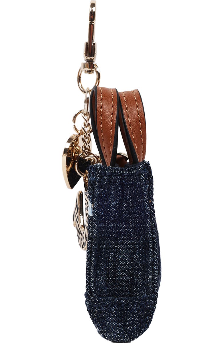 True Religion Mini Denim Tote Bag Charm, Alternate, color, Dark Denim