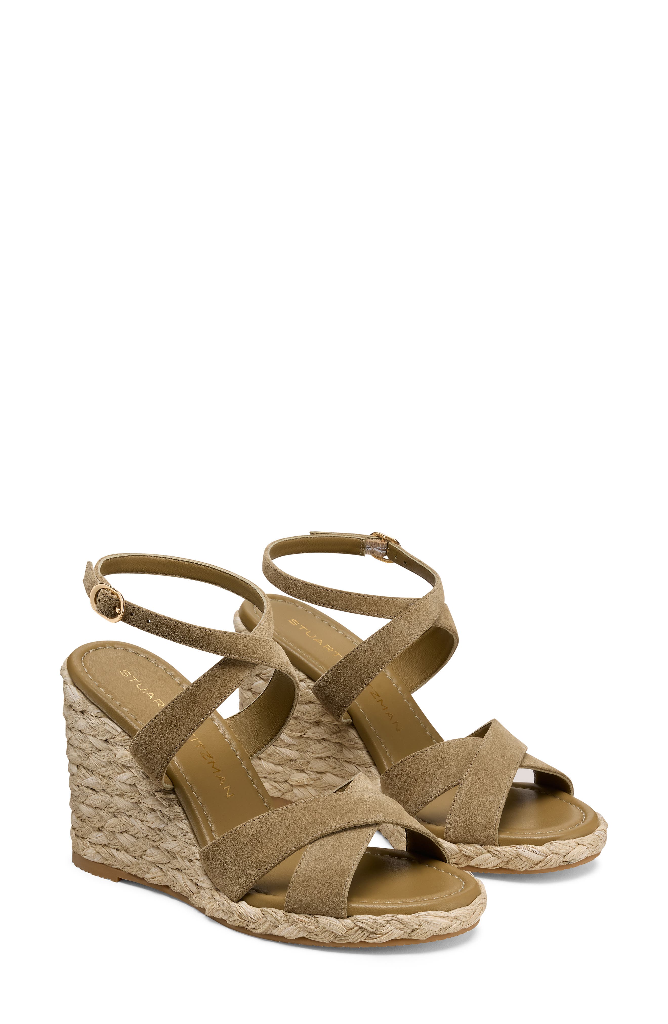 Alyssa Ankle Strap Wedge Sandal, Alternate, color, GOLDEN OLIVE