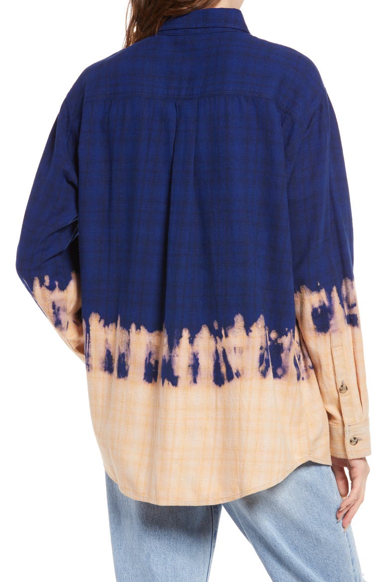 Pride Gender Inclusive Dip Dye Flannel Shirt, Alternate, color, NAVY DIP DYE PLAID
