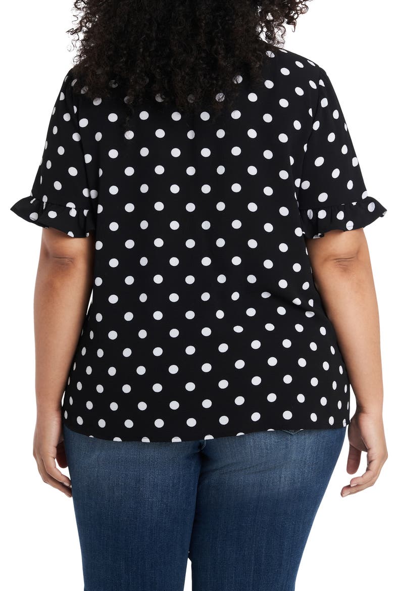 Disco Dot Ruffle Sleeve Top, Alternate, color, RICH BLACK