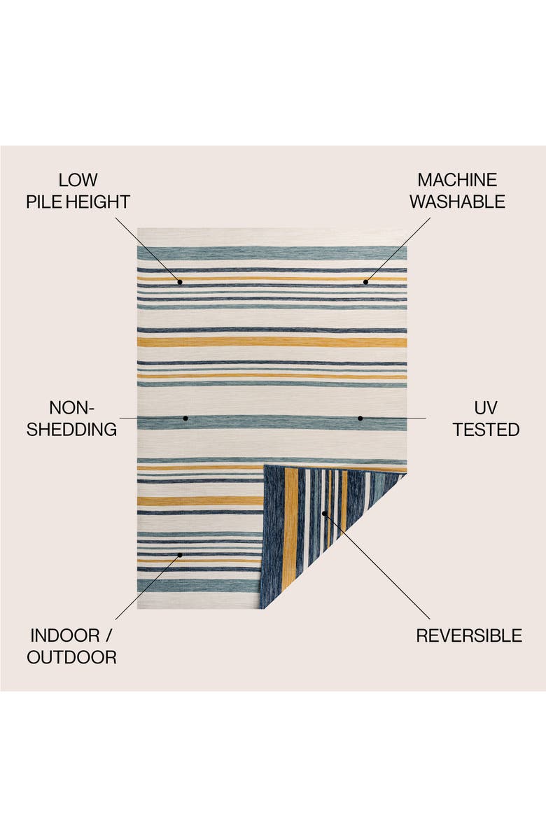 JONATHAN Y Janus Classic Coastal Ticking Stripe Reversible Machine-Washable Indoor/Outdoor Area Rug, Alternate, color, Cream/Navy