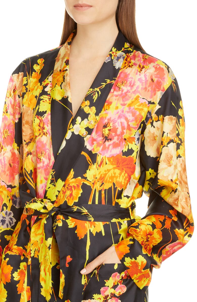 Dries Van Noten Floral Wrap Long Sleeve Dress, Alternate, color, 