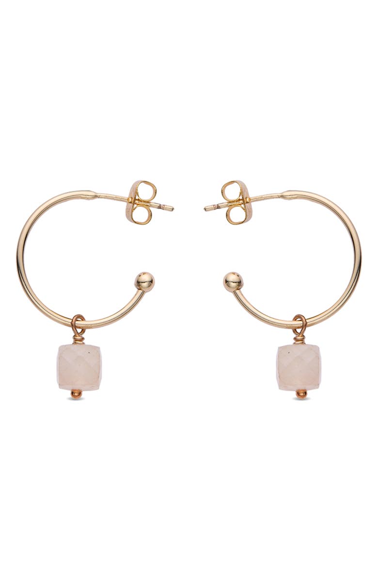 EYE CANDY LOS ANGELES Jeanna Rose Quartz Drop Huggie Hoop Earrings, Alternate, color, Gold