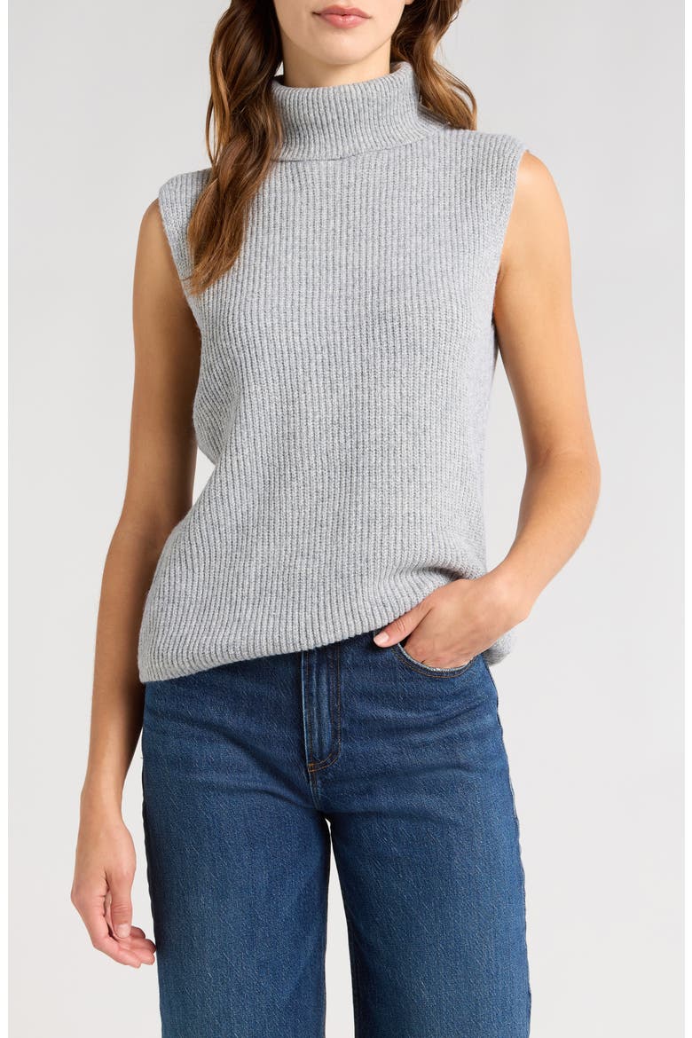 Faye Sleeveless Turtleneck Sweater, Main, color, HEATHER GREY