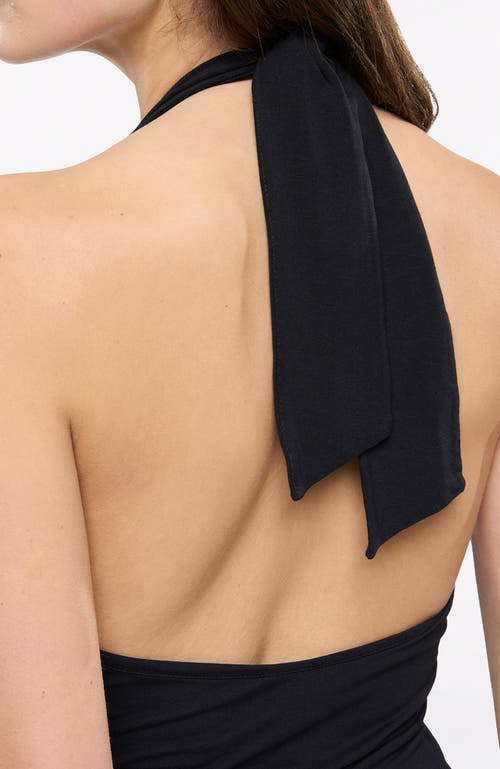 Another Tomorrow Halter Bodysuit In Black