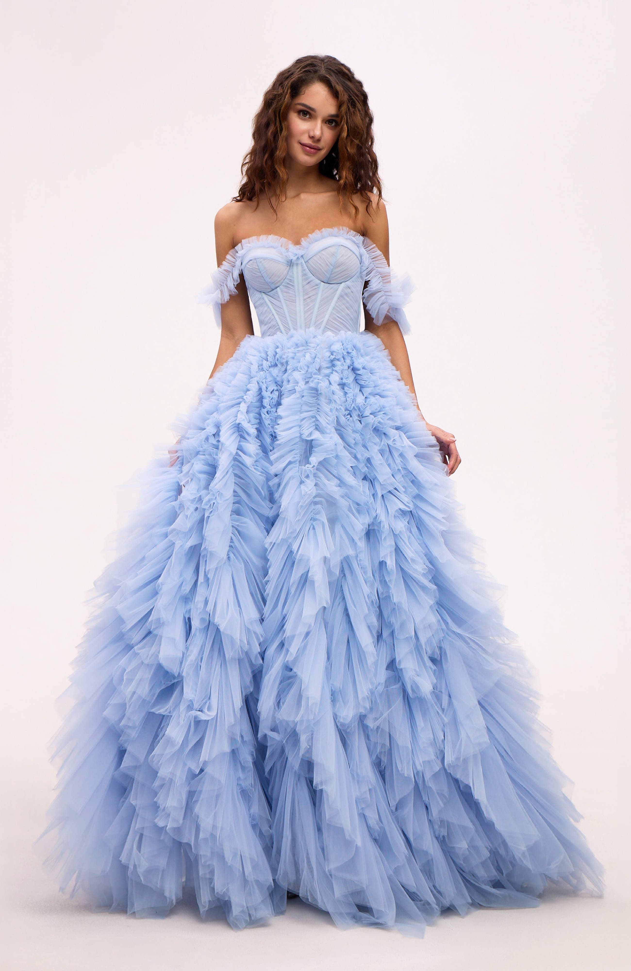 big blue puffy dress Light Blue Quinceanera Dress Puffy Tulle Sweet 16... From Uniquebridalboutique, $278.83